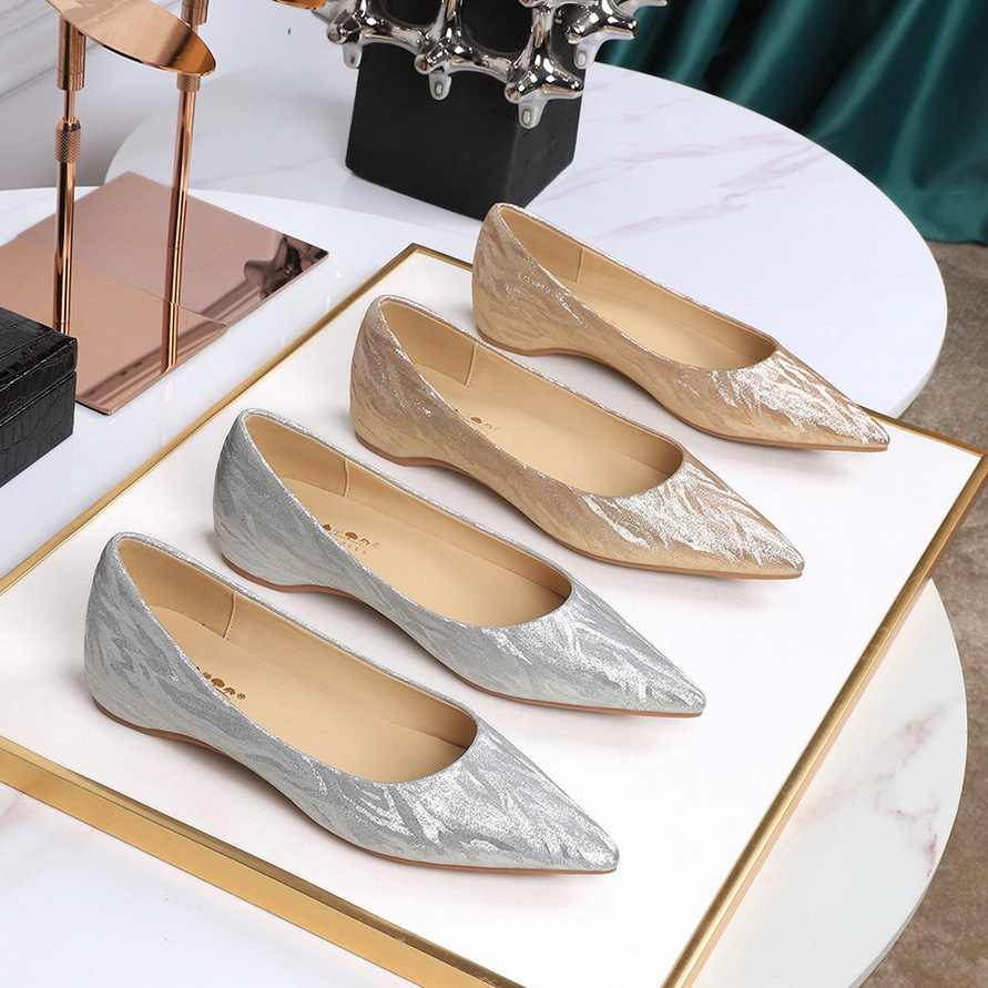 531-15 pointed shallow mouth single shoe with increased height inside, flat shoes for comfortable and non tiring feet, women's shoes, champagne shoes, crystal shoes, wedding shoes