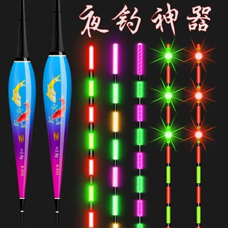 加工定制日夜两用咬钩变色电子漂LED硬尾夜光漂纳米浮漂大物鱼漂
