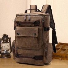 跨境帆布背包男士双肩包大容量电脑包休闲旅游潮流背包