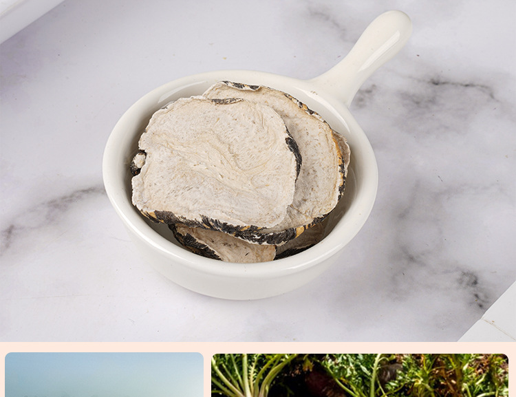 Maca Slices (Lepidium meyenii) — Dried Black & Yellow Maca Root Slices, 110g Jar in use