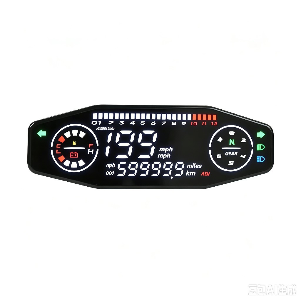 Motorcycle Modified Instrument Assembly Universal Model LED Digital Meter Voltage Meter Oil Level Meter + Sensor Wire