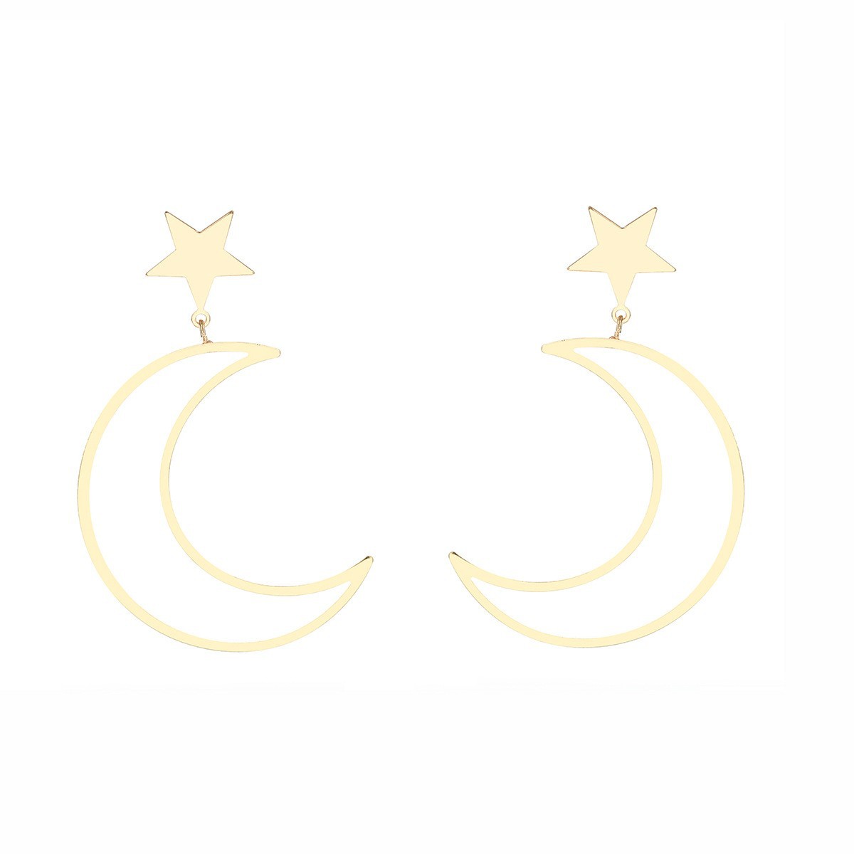 Simple Geometric Hollow Moon Ethnic Stud Copper Earrings display picture 2