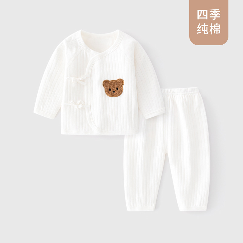 White jacquard teddy bear monk suit