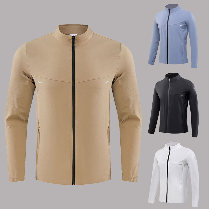 2025 New Sports Running Fitness Quick-Drying Long-Sleeved Zipper Cardigan Windproof Sun Protection Clothing Men's Quick-Drying Breathable Outdoor Clothing