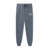 Dark gray pants + white label