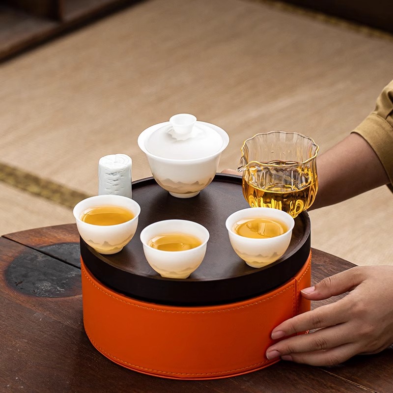 Ice Jade Porcelain Tea Set suit Household 2024 New Style Ceramic Kung Fu Tea Cup Teapot Light Luxury High-end Tea Tea