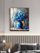 自油自画 数字油画diy手绘手工填充填色减压花卉油彩画 古韵蓝馨