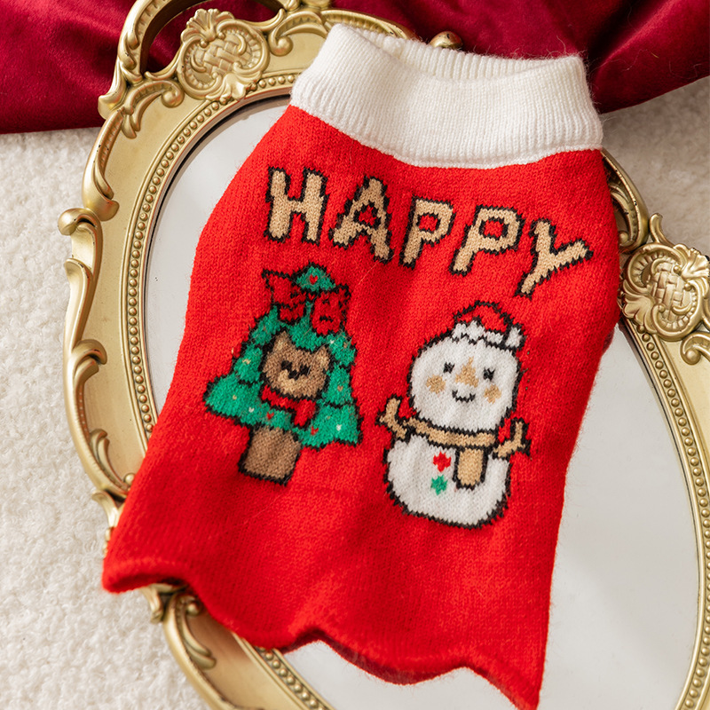 Otoño y invierno pequeño oso rayas cálidos suéter de dos patas Navidad y Año Nuevo mascotas perros y gatos pequeños y medianos ropa