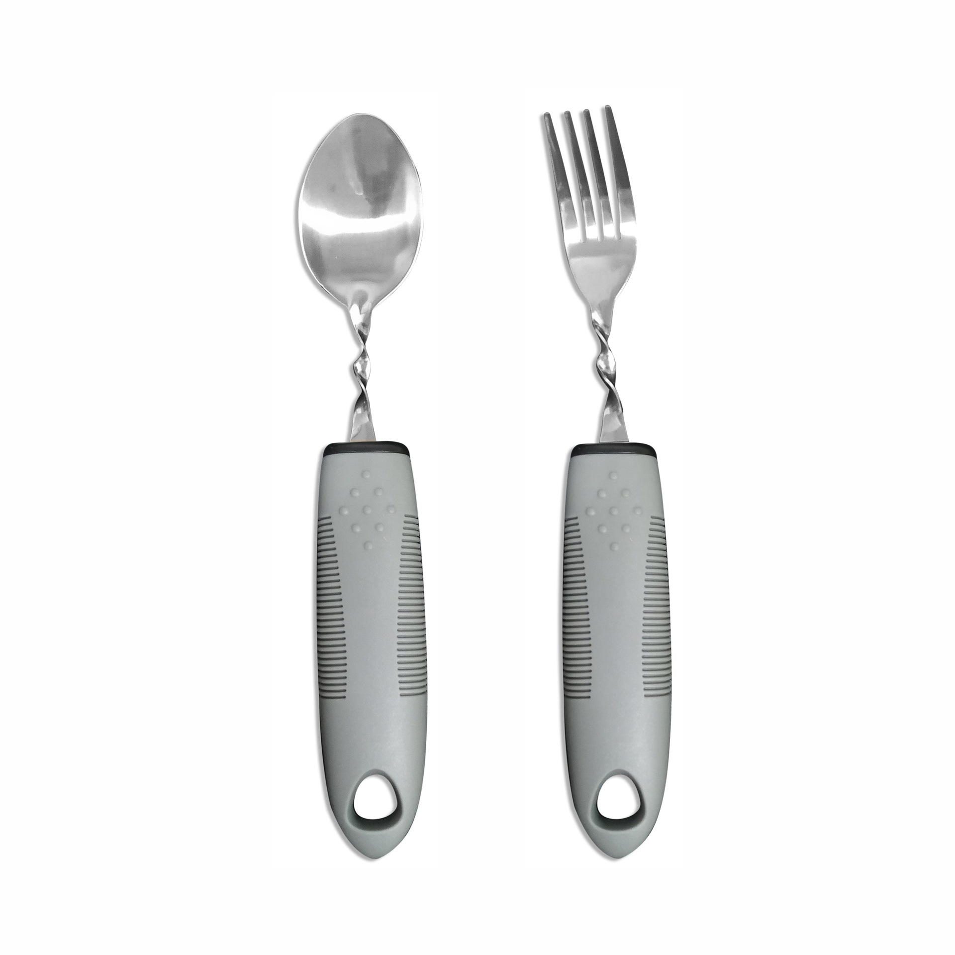 Mango transfronterizo de caucho y plástico de acero inoxidable antivibración, plegable adaptable y doblado para ancianos, vajilla de rehabilitación de alimentos, juego de cuchillos, tenedores y cucharas