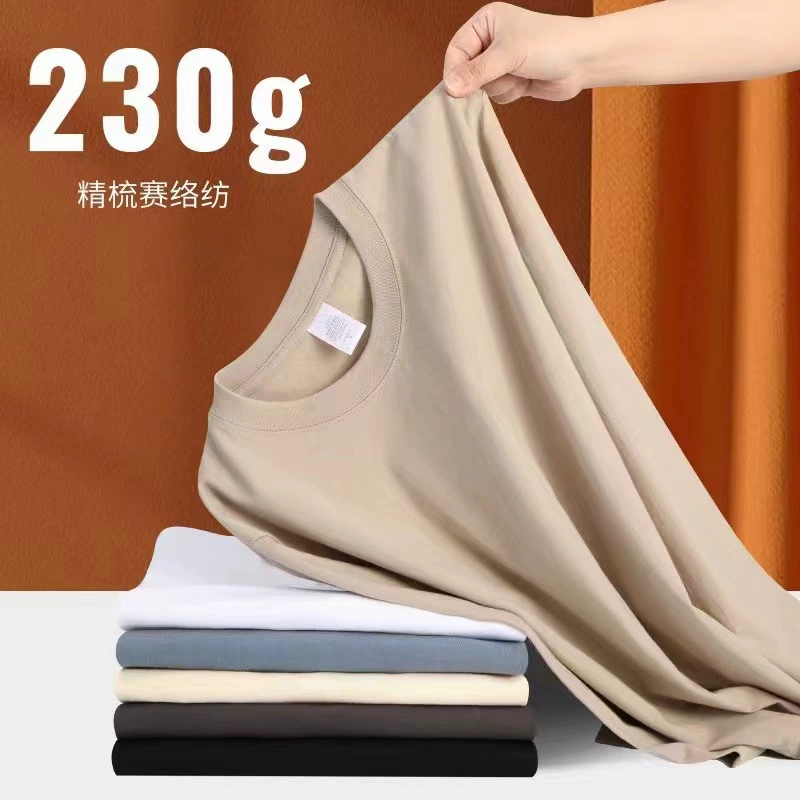 Прямая трансляция 230 г тяжелый гребной хлопчатобумажный круглый воротник с длинными рукавами свободная мужская и женская осенняя повседневная футболка