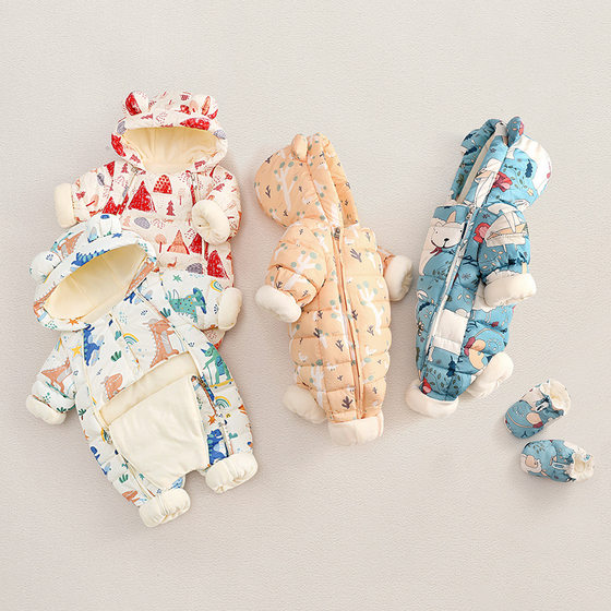 Foreign trade export hot sale newborn baby jumpsuit baby cotton-padded jacket Harbin clothes climbing winter plus velvet padded coat tide