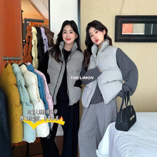 THE LIMON柠檬绿茶秋冬简约设计感宽松显瘦百搭口袋拉链棉马甲女
