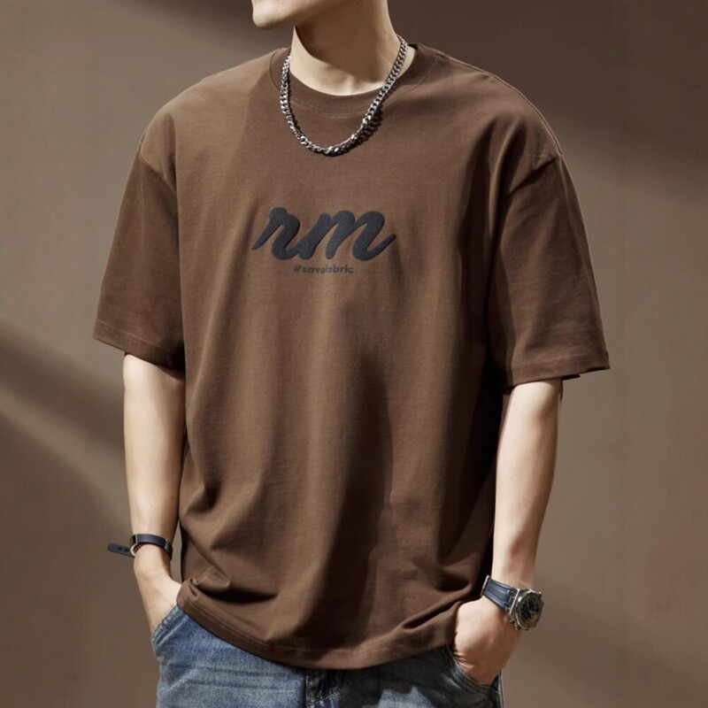 American Retro Printed Men's Short-Sleeved T-Shirt Summer Loose Large Size Half-Sleeved Pure Cotton Oversize Trendy Brand T-Shirt