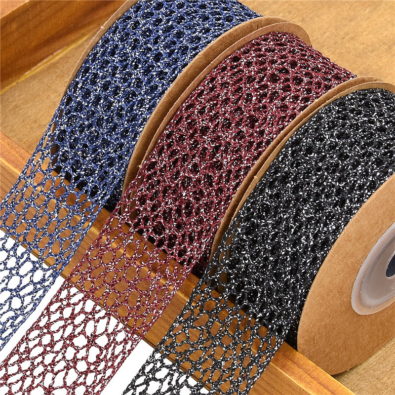 Estilo coreano transfronterizo nueva malla hueco banda de encaje moda estilo coreano accesorios para el cabello arco material con seda tejida de plata