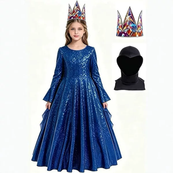 Cross-border Halloween new Snow White cosplay毒皇后皇冠同款礼服儿童裙披风套装