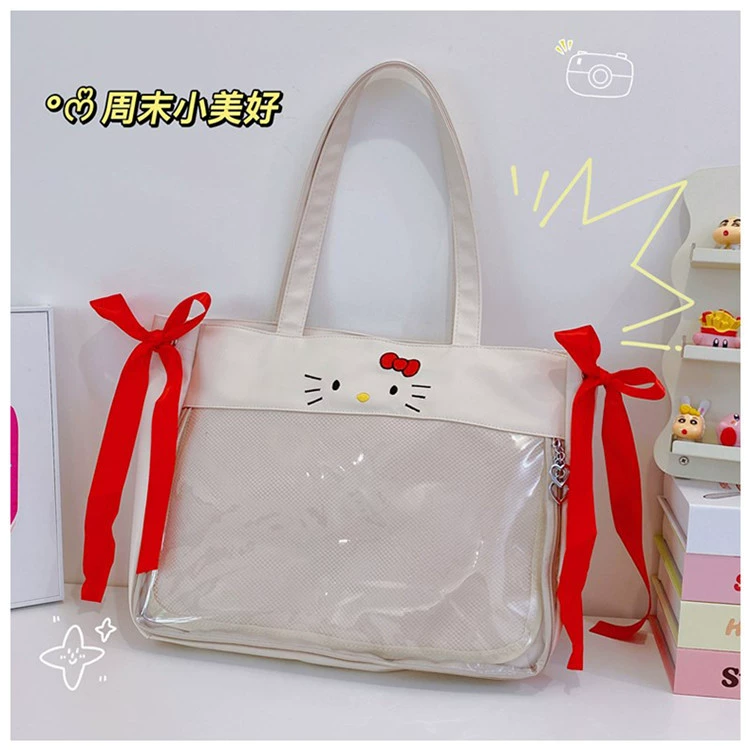 Handheld cloth bag for students, capacious linen bag, doll