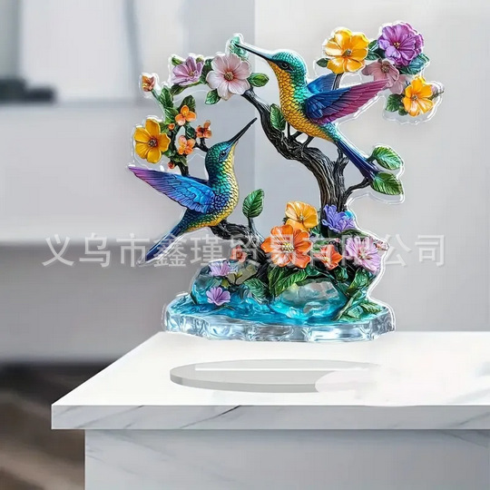 Nuevos productos transfronterizos creativos de marca pájaros decoraciones acrílicas navideñas decoraciones para el hogar