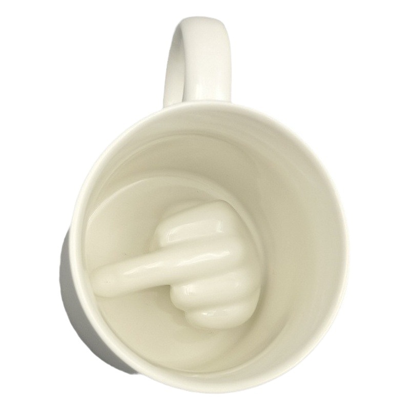 Blanco de Comercio Exterior Interior dedo medio taza de té taza creativa incivilizado dedo medio taza parodia dedo medio taza de café de cerámica