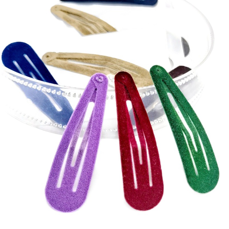 6CM flocking BB clip does not hurt hair bangs clip broken hair stainless steel water drop clip girl side clip handmade DIY hair accessories