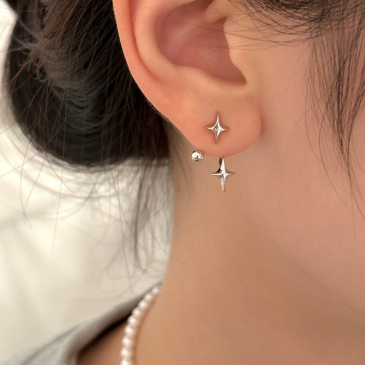 Cross-Border Popular Korean-Style Simple Star Earrings, Detachable Dual-Wear Studs, Stylish Niche Versatile Earrings for Export