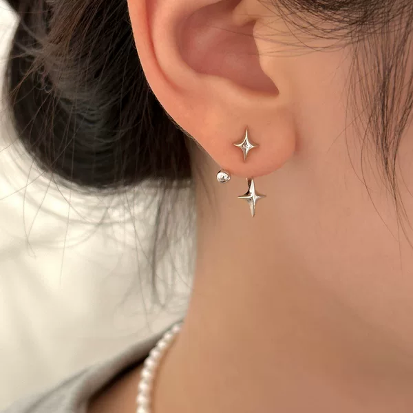 Cross-Border Popular Korean-Style Simple Star Earrings, Detachable Dual-Wear Studs, Stylish Niche Versatile Earrings for Export