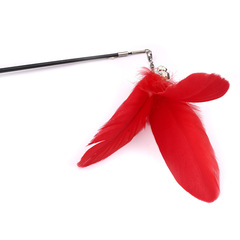 Pet supply wholesale cat teaser kit extra long soft pole cat toy with feathers cat wand with bell sounding cat toy