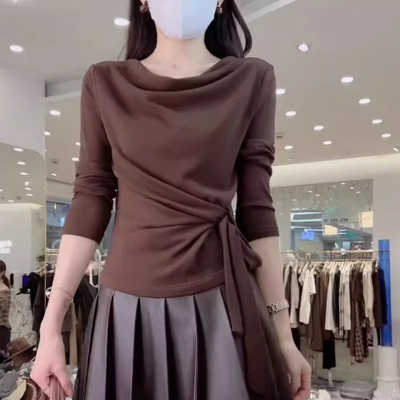 时尚chic辣妹修身显瘦长袖打底女初秋2025新款小个子减龄百搭上衣|undefined
