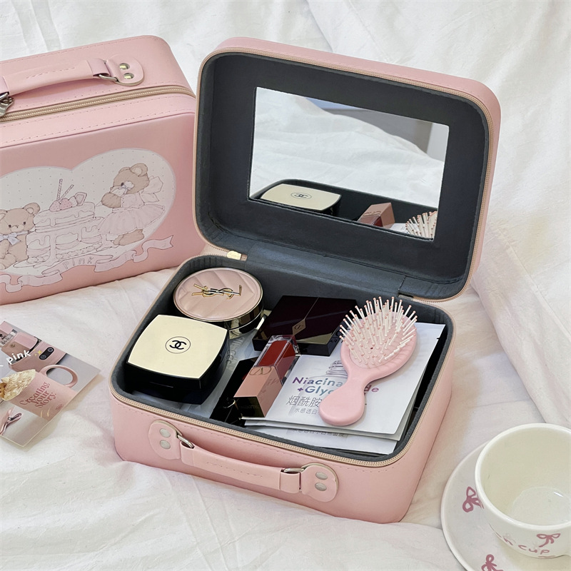 Bolsa de maquillaje de mujer hermosa bolsa de maquillaje caja de maquillaje portátil caja de almacenamiento impermeable de gran capacidad