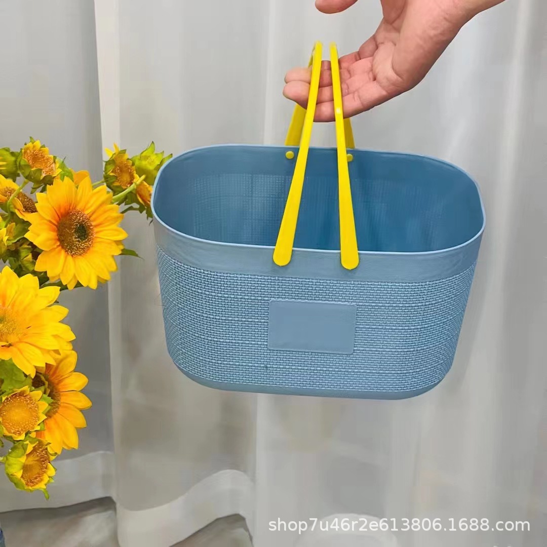 Cesta de baño de almacenamiento portátil Baño Cesta de almacenamiento azul baño de lavado azul hueco cesta grande Baño de plástico Azul