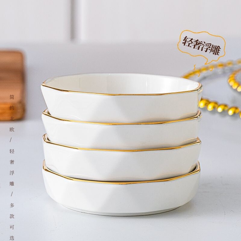 Dip Sauce Dish, Vinegar Seasoning Dish, Food Serving Dish, Household Dish, Small Plate, Ceramic Dish for Cold Dishes, Hotel Restaurant Bone Plate