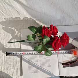 高品质仿真绒布玫瑰花 情人节家居婚礼装饰花墙手感仿真人造假花