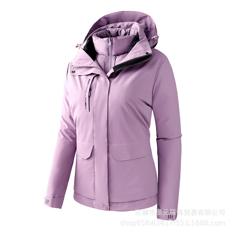 Hombres y mujeres al aire libre impermeable al aire libre tres en dos piezas conjunto de revestimiento de plumón desmontable chaqueta de frío abrigo de moda image 6