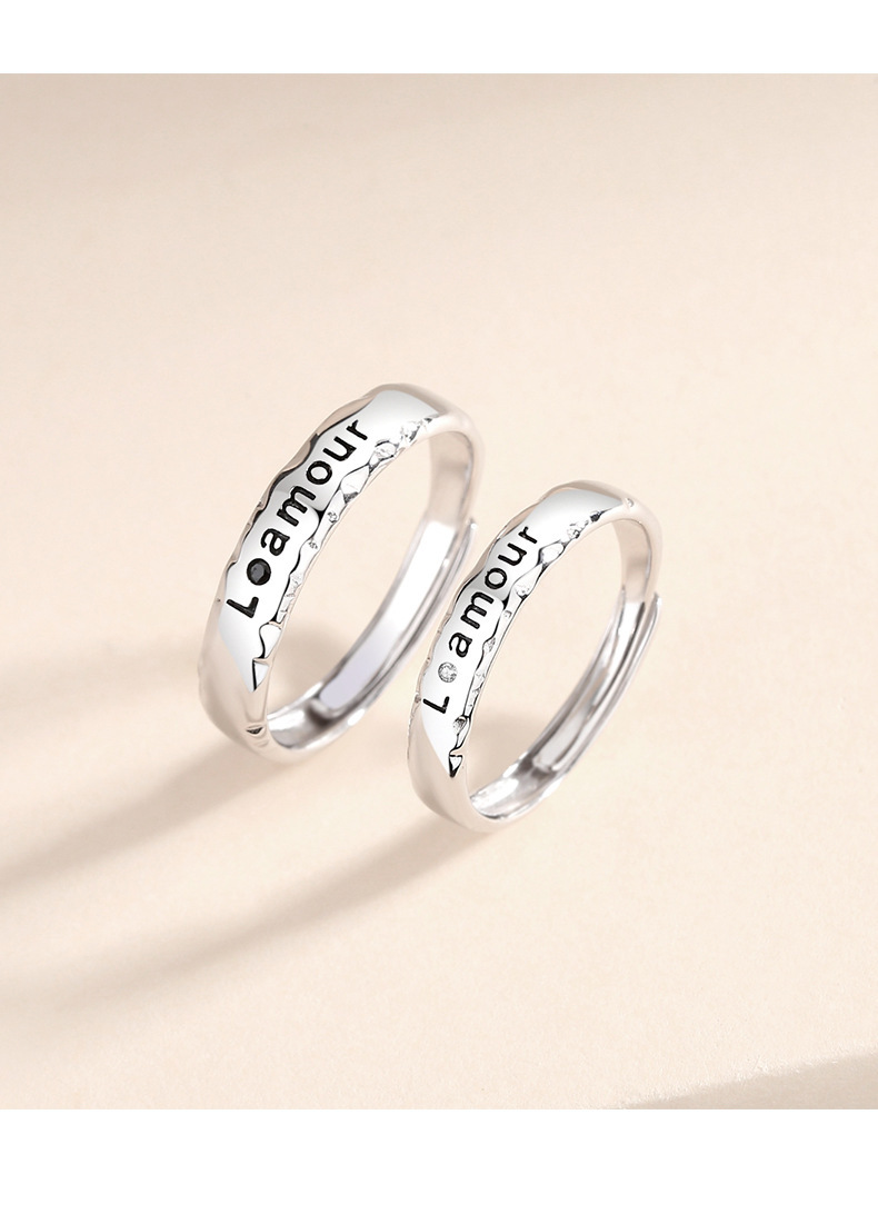 Fashion Letter Sterling Silver Inlay Zircon Rings