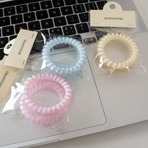 2 Pack Gel Color Phone Cords for Summer Sanding Headbands Invisible Elastic Hair Ties Hair Accessories Wholesale for Women