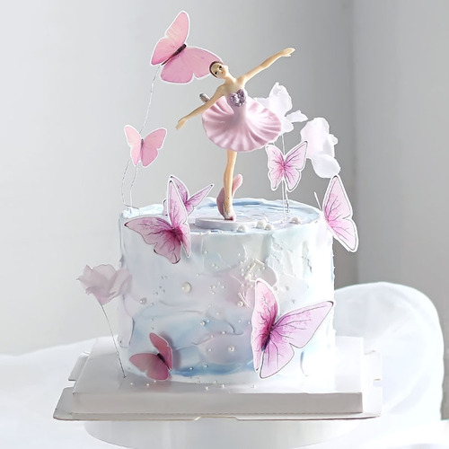 Iron butterfly birthday cake decoration plug-in holiday plug-in ins style baking decoration flag combination set