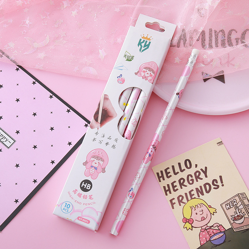 Lápices de caja de alto valor Papelería creativa Herramientas de escritura para estudiantes Práctica de caligrafía Lápiz de madera Lápiz triangular circular