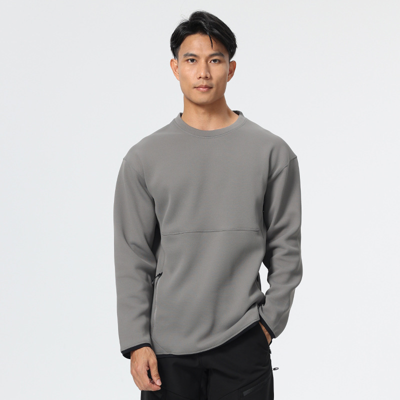 Niaojia, camiseta de manga larga con cuello redondo para hombre y mujer, ropa de abrigo informal y versátil, sudadera ajustada de color sólido para hombre, para otoño e invierno