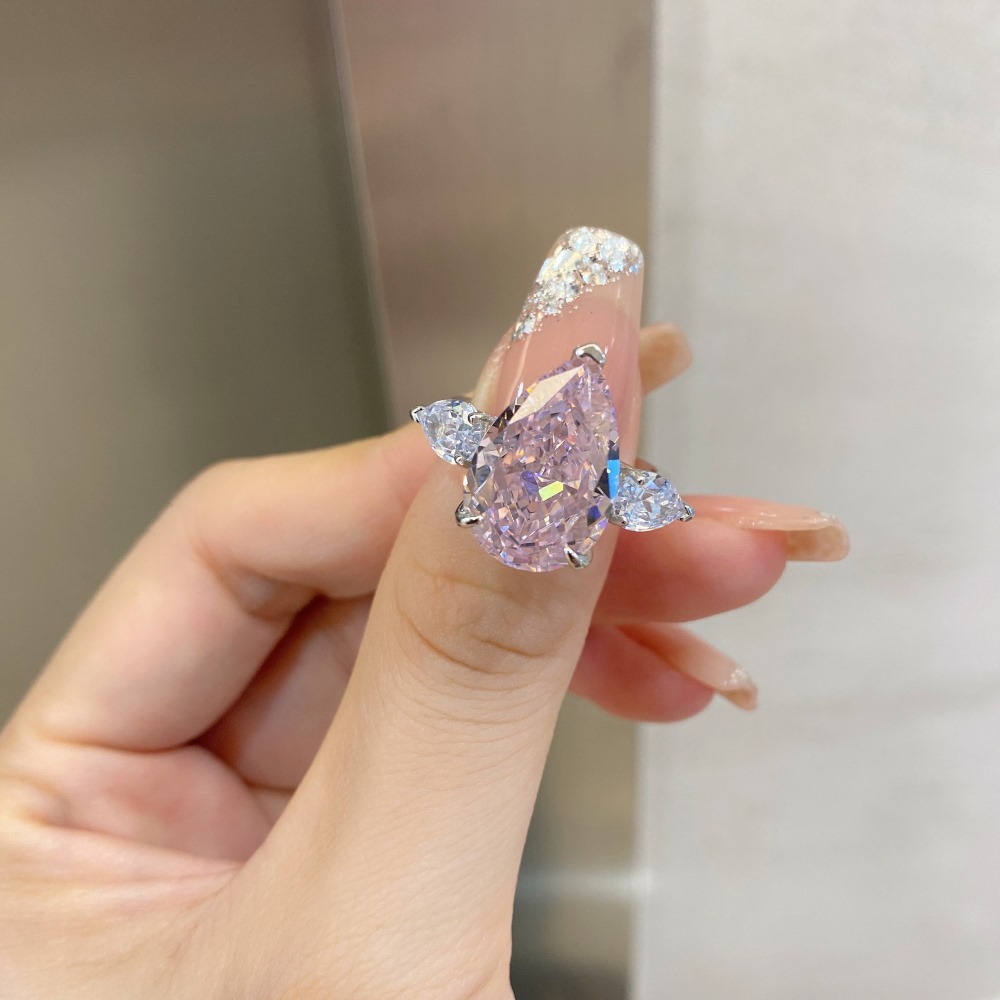 12g Weight Zircon Inlay Material Rings Classification 5, 9 Ring Size 1 Piece Quantity Holiday, Daily Occasion 925 Sterling Silver Material Geometric, Heart Shape Pattern Women's Gender Plating Design Elegant, Lady Style 925 Sterling Silver Zircon Geometric Heart Shape Rings 9