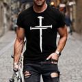 夏季外贸跨境新款十字架3D数码印花 街头嘻哈风修身套头男装T恤