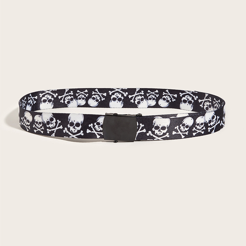 Exaggerated Skull Woven Fabric Iron Unisex Woven Belts display picture 5