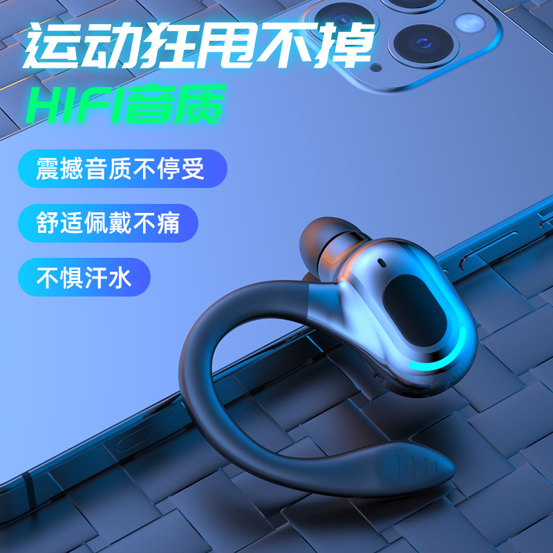 F-M8 nuevo gancho auricular Bluetooth negocio solo oído auricular impermeable deportes de alta resistencia de reducción de ruido Bluetooth 5,2