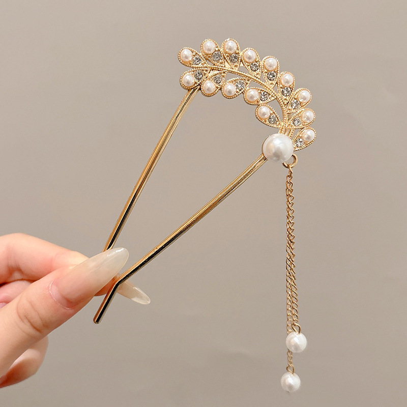 Antiguo estilo u flange pearl clip de cabello de mujer paso a paso mariposa clip de cabello de alta sensación cheongsam adorno de cabello artefacto de cabello