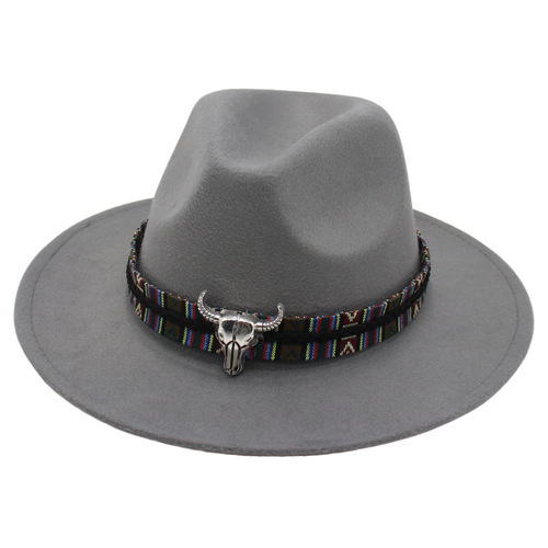 Cowboy hat, ethnic style jazz hat, riding hat, unisex, trendy felt hat, Guozhuang dance grassland wool hat, Tibetan