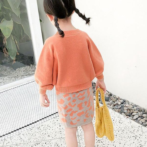 Girls Korean Edition Autumn 2023 New Fashionable Baby Knitted Sweater Set Children's Princess Dress Coat_voghion.com