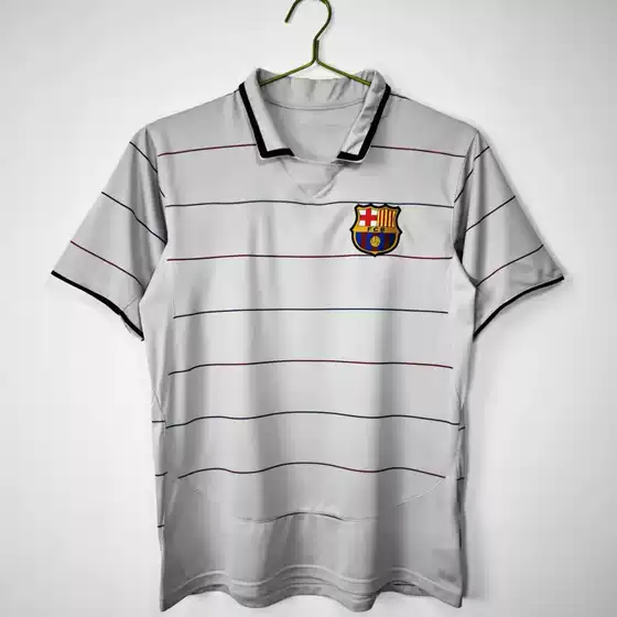 Cross-border Retro Football Jersey 2003 Barcelona Away Jersey Collared Polo Shirt T-shirt Fan Version Short Sleeve Striped