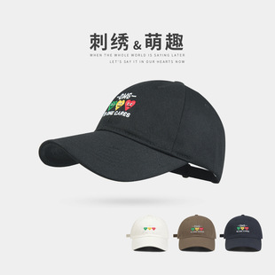 Little Red Book with Love Embroidered Baseball Cap for Men and Women Couple Spring and Summer 2025 Cute All-match Sunscreen Cap Trendy