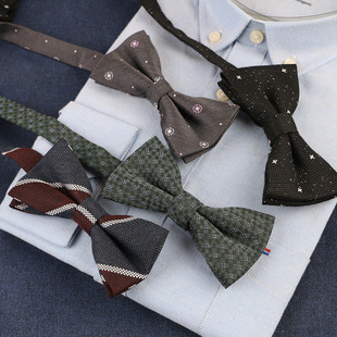 Factory Direct Supply men's business bow tie polyester cotton formal suit bow date trendy British bridegroom best man