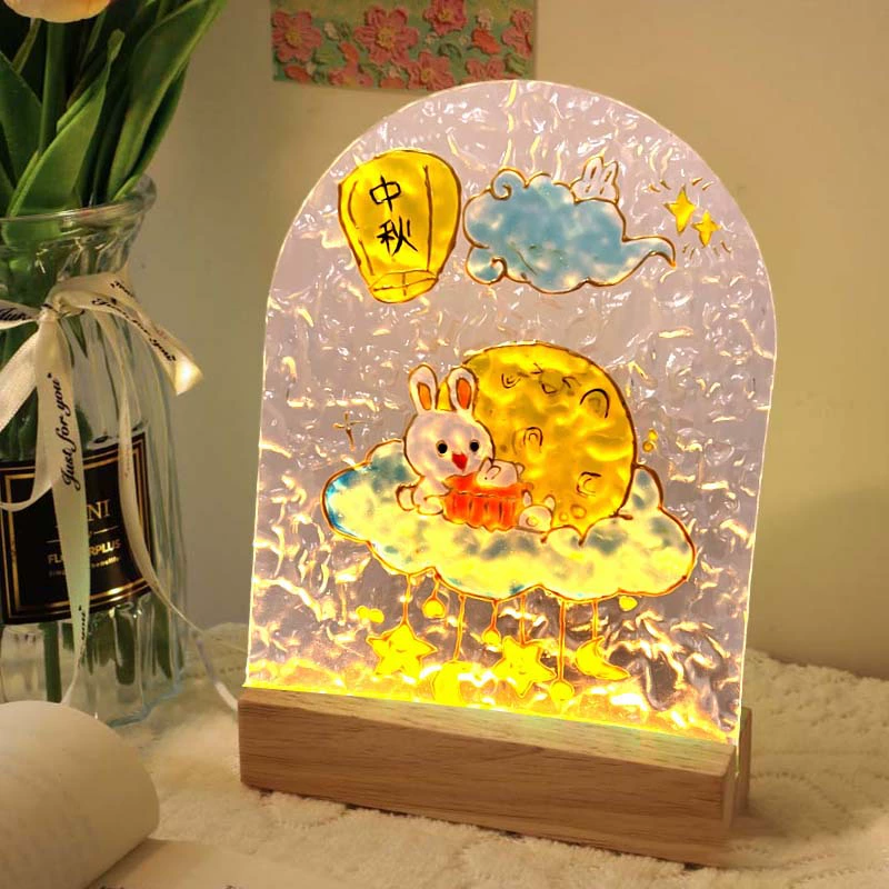 Подсветка ночника из стекла, креативная LED-ночная лампа, моно- или трехцветная, размер 12.5×3.75×16.67 см