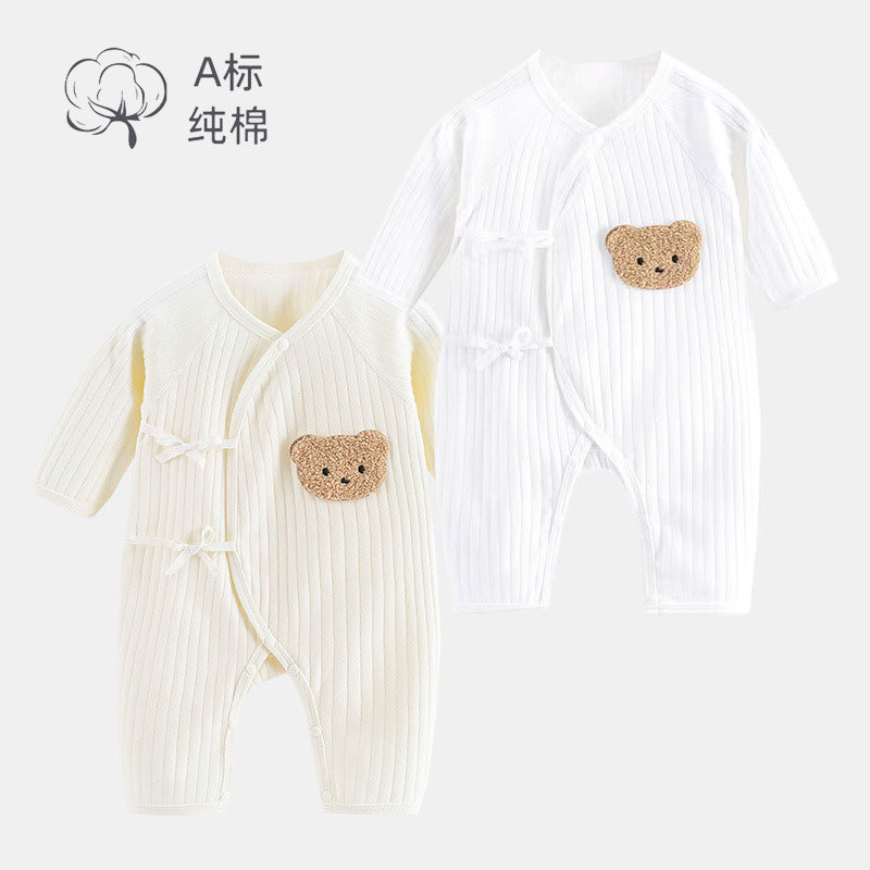 新生儿衣服无骨蝴蝶衣春秋和尚服宝宝网红小熊打底薄款婴儿连体衣