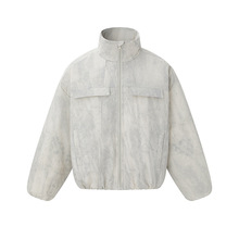 衣道古着2025冬季新款复古做旧美拉德加厚短款立领90白鸭绒羽绒服